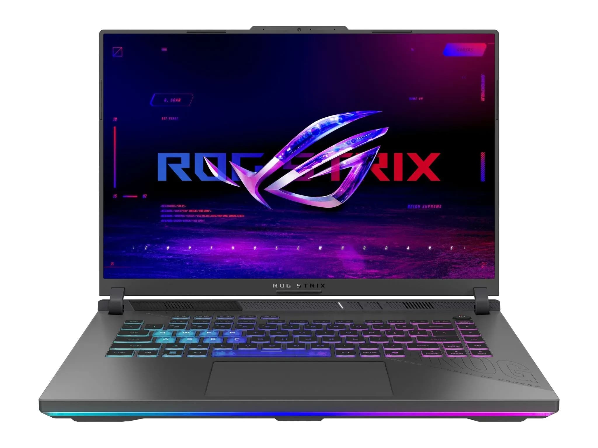 لپ‌تاپ گیمینگ ASUS ROG Strix G16 G614FR با کارت NVIDIA RTX 5070 Ti — نمای روبرو