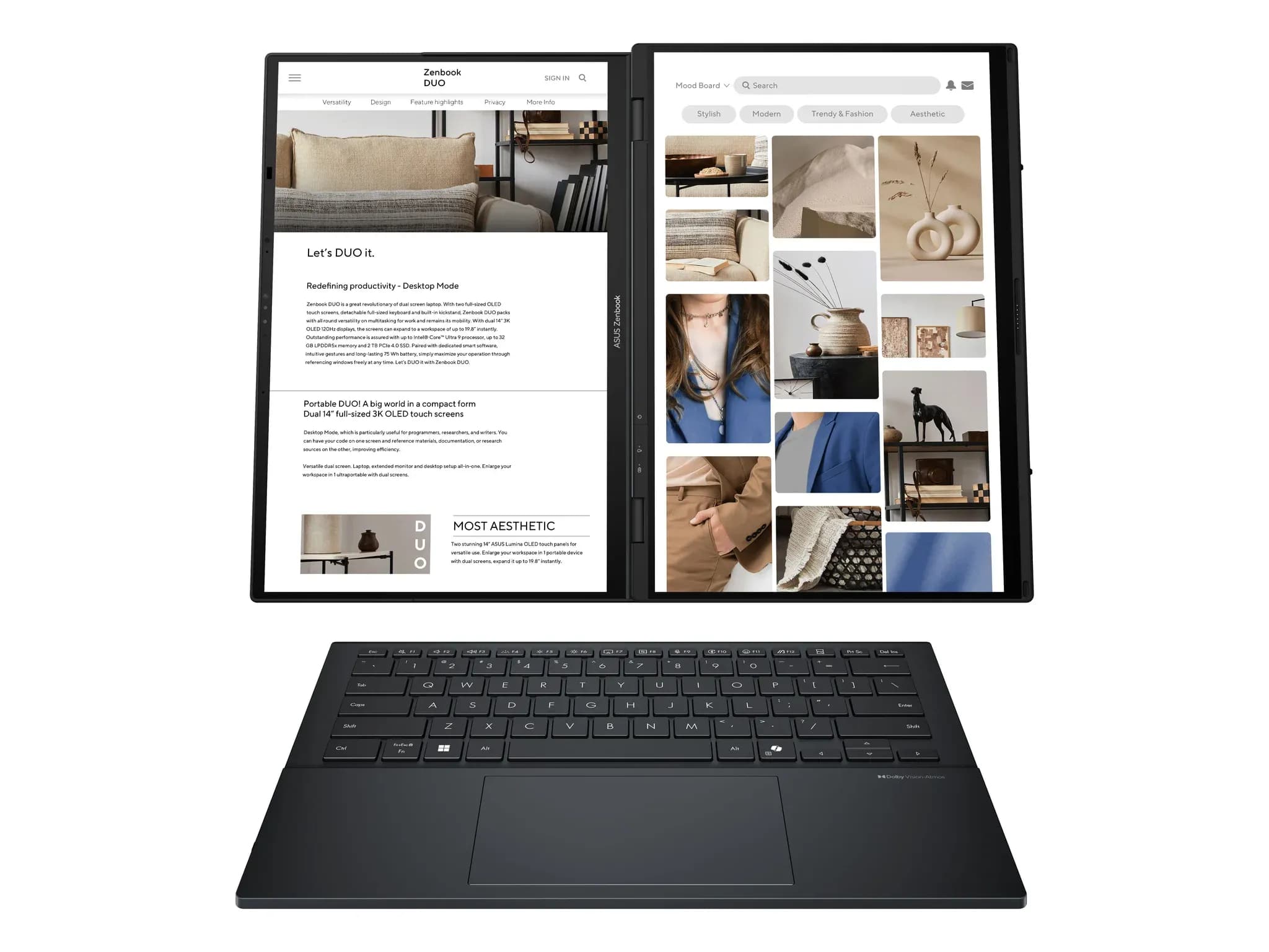 لپتاپ ASUS Zenbook Duo UX8406CA · نمای باز و صفحهنمایش