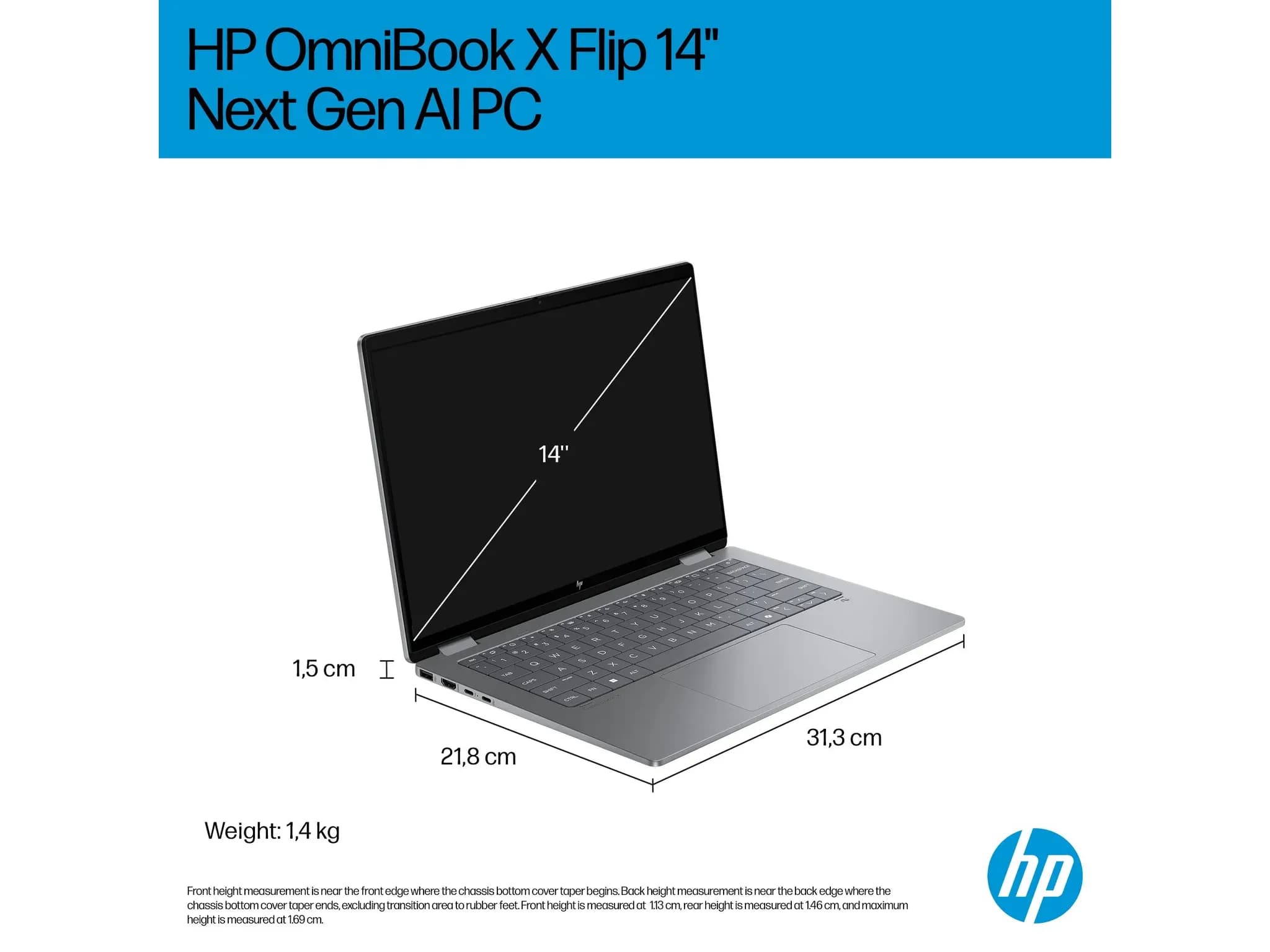 لپتاپ HP OmniBook X Flip 14 14t-fm000 · نمای جانبی